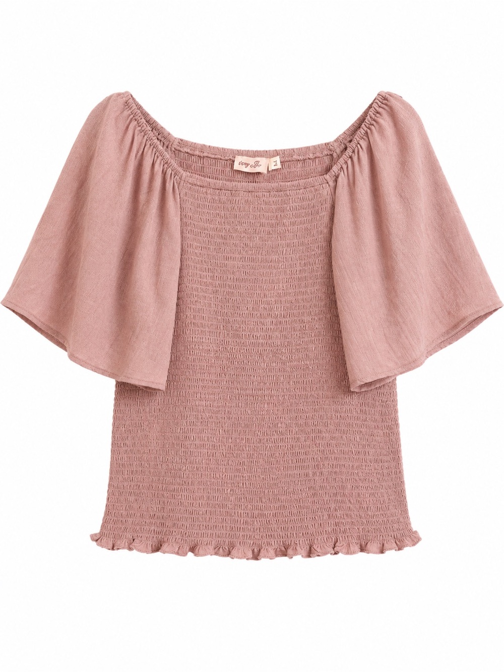 Ivy City Co. Lennon Top Pink Smocked Flutter Sleeve - XL